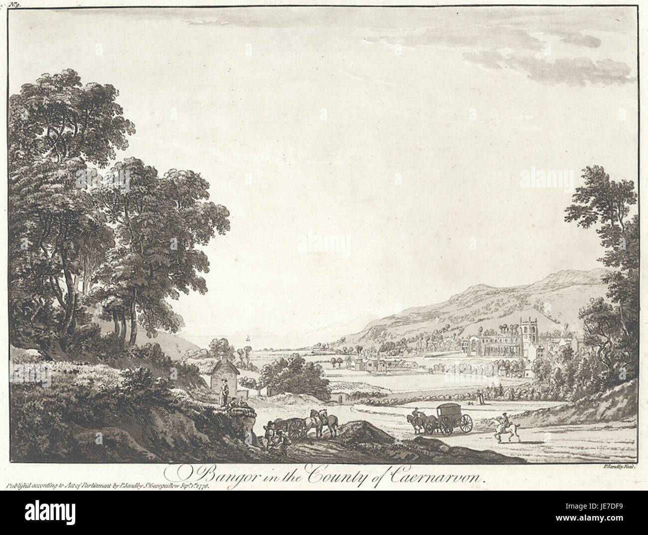 Bangor, una città nella contea di Caernarfon, Galles, è un luogo storico noto per il suo patrimonio culturale e l'ambiente pittoresco, spesso evidenziato per le sue istituzioni educative e le bellezze naturali. Foto Stock