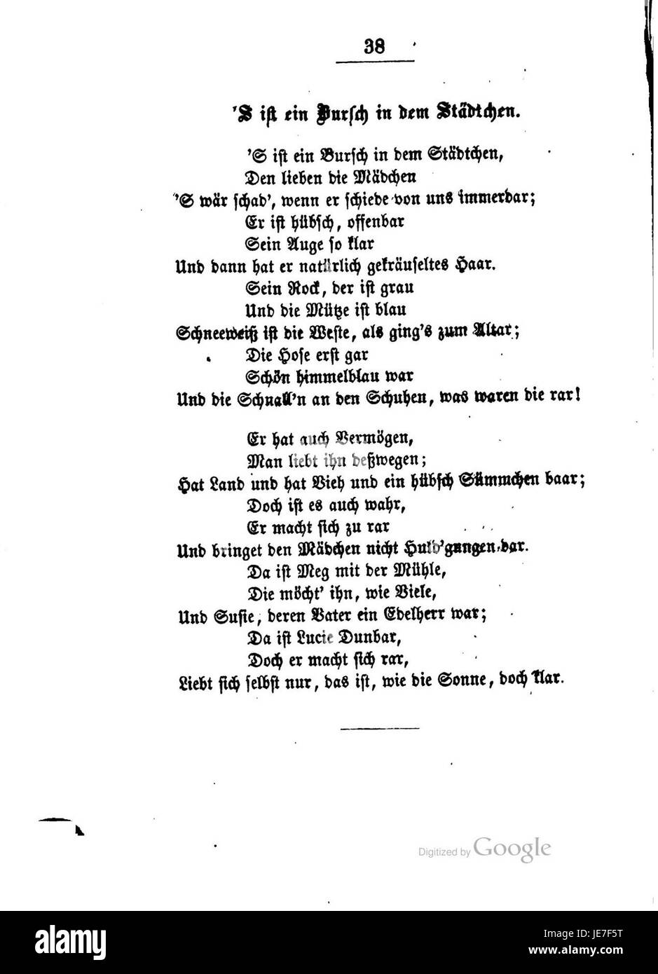 Una pagina di "Burns Lieder und Balladen", con le opere poetiche e liriche di Robert Burns, che mostra i suoi contributi alla letteratura scozzese e alla tradizione delle ballate. Foto Stock