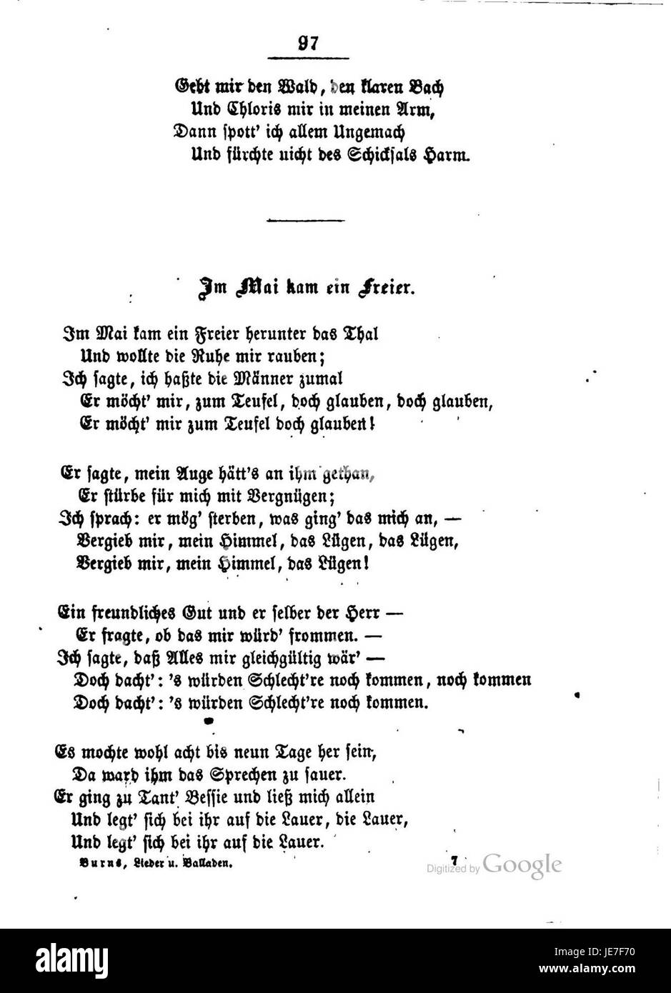 "Burns Lieder und Balladen" è una raccolta di canzoni e ballate scritte dal poeta scozzese Robert Burns, con le sue famose opere che esplorano temi di amore, natura e questioni sociali nella cultura scozzese. Foto Stock