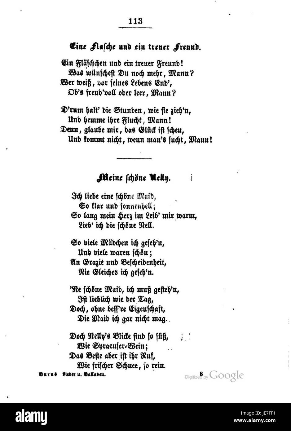 "Burns Lieder und Balladen" è una raccolta di canzoni e ballate di Robert Burns, il famoso poeta scozzese. Questo volume include la poesia tradizionale scozzese con temi di amore, natura e vita. Foto Stock