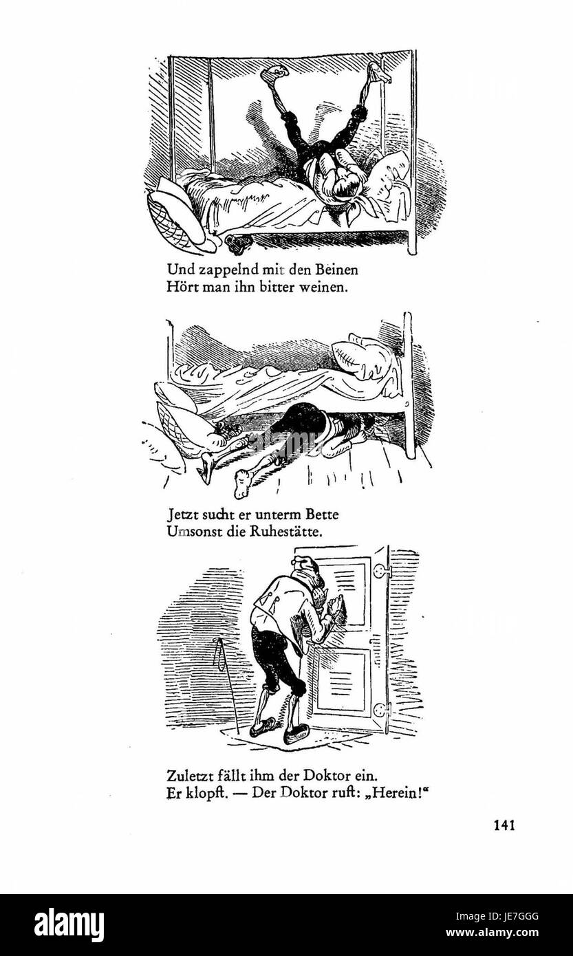 Un'illustrazione tratta da 'Busch Werke' volume 1, pagina 135, raffigurante scene che esplorano vari argomenti culturali, storici e artistici. Questo volume presenta un mix di illustrazioni e opere scritte, contribuendo alla documentazione storica del patrimonio tedesco. Foto Stock