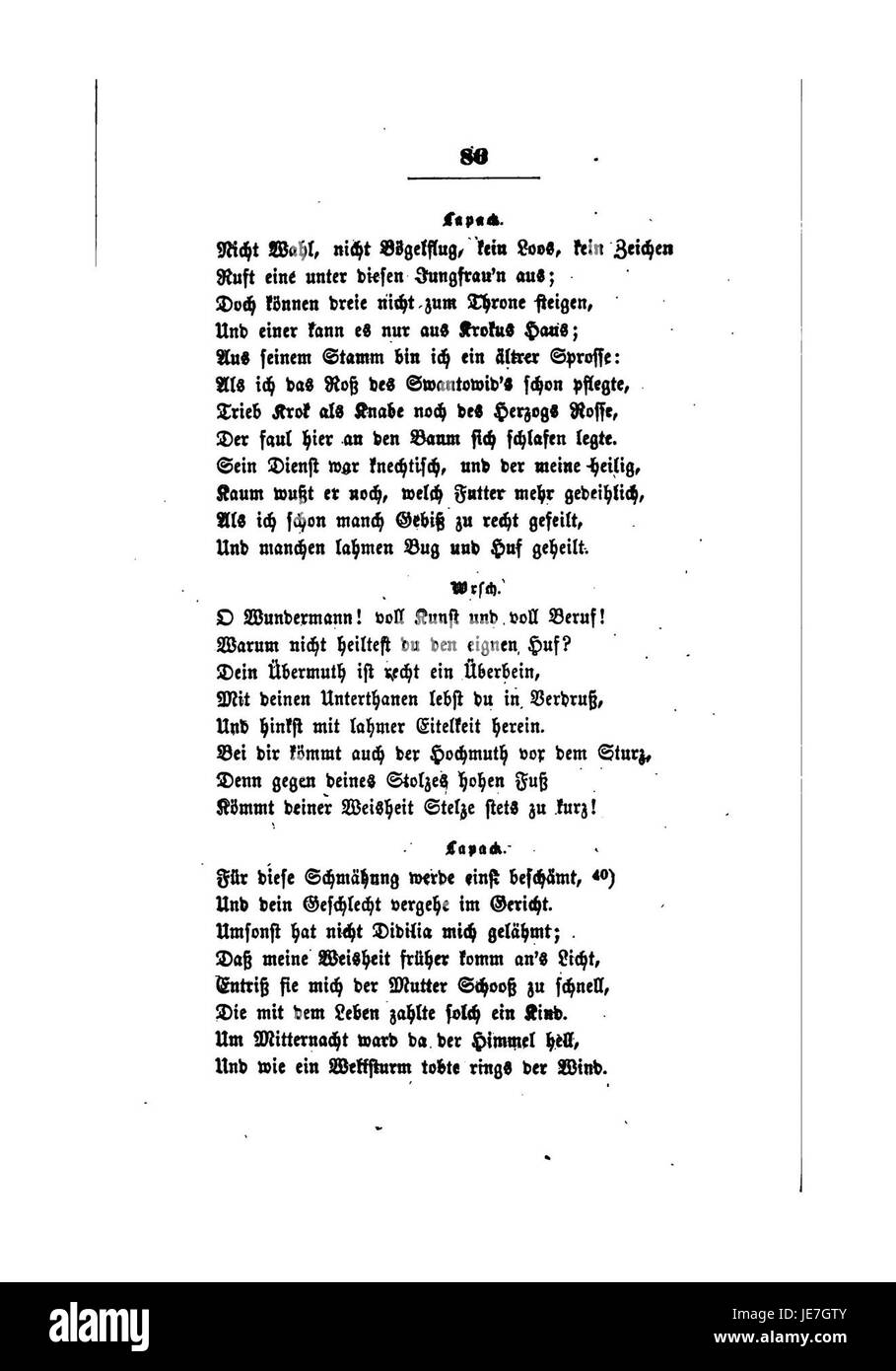 Il volume vi, pagina 86, del Gesammelte Schriften di Clemens Brentano continua la sua esplorazione della cultura tedesca, della mitologia e delle tradizioni popolari che hanno influenzato le sue opere. Foto Stock