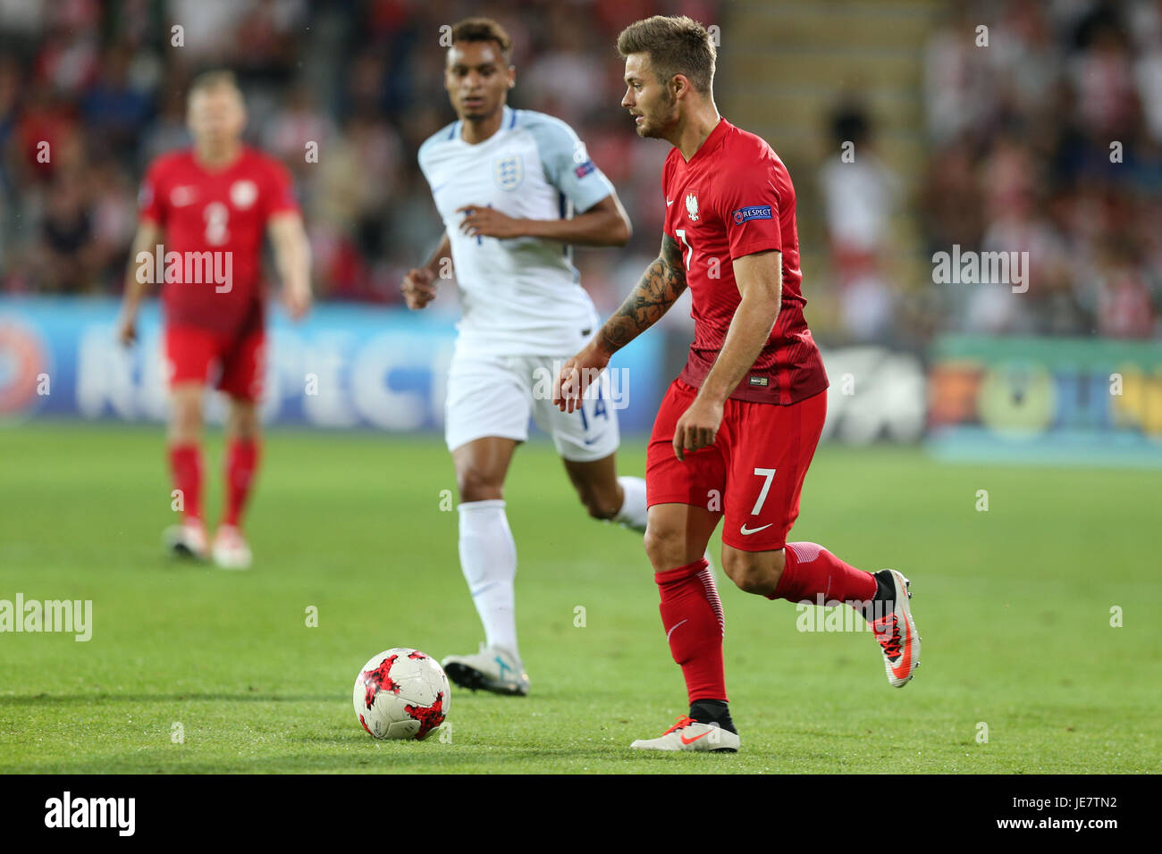 Kielce, Polonia. Il 22 giugno, 2017. Karol Linetty (POL); la UEFA Under21 campionato, Inghilterra contro la Polonia Credit: Azione Plus immagini di sport/Alamy Live News Foto Stock