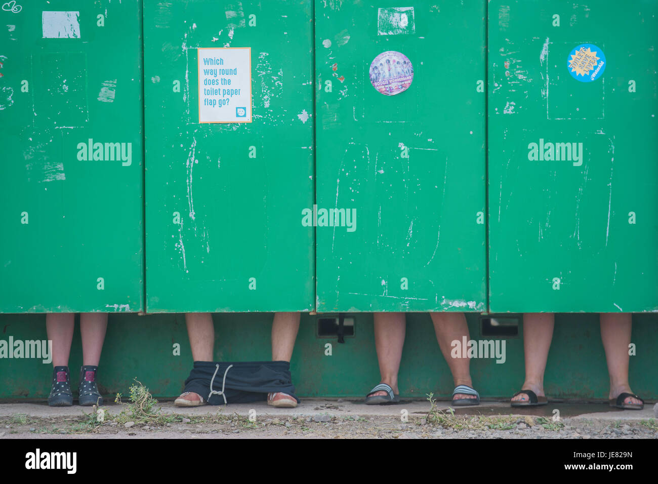 Glastonbury, Somerset, Regno Unito. Il 23 giugno, 2017. Dazi di mattina - il 2017 Festival di Glastonbury, azienda agricola degna. Glastonbury, 23 giugno 2017 il credito: Guy Bell/Alamy Live News Foto Stock