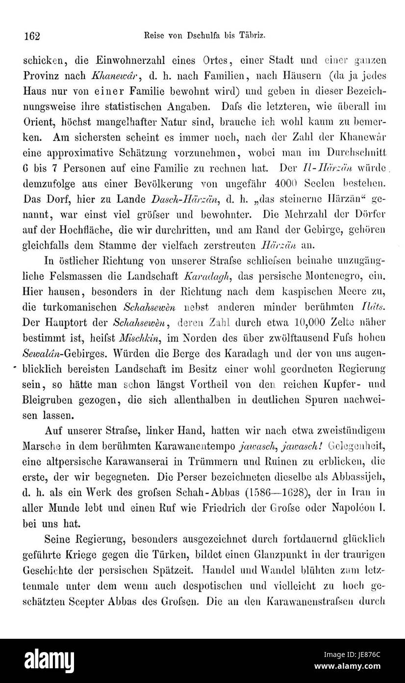 Il primo volume del racconto di viaggio di Heinrich Brugsch "Reise nach Persien" (viaggio in Persia), pubblicato nel 1789, descrive la sua esplorazione della Persia e le scoperte culturali e storiche durante i suoi viaggi. Foto Stock