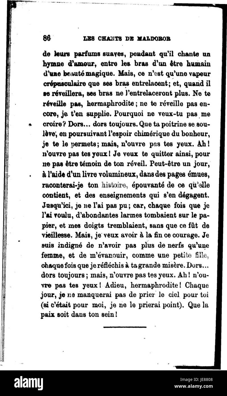 Questa immagine è un riferimento a 'Chants de Maldoror', un'opera letteraria surreale e oscura di Lautréamont, nota per i suoi temi non convenzionali e le immagini vivide. Esplora l'idea della bellezza nella grottesca e nella natura caotica della vita. L'opera ha ispirato varie espressioni e interpretazioni artistiche. Foto Stock