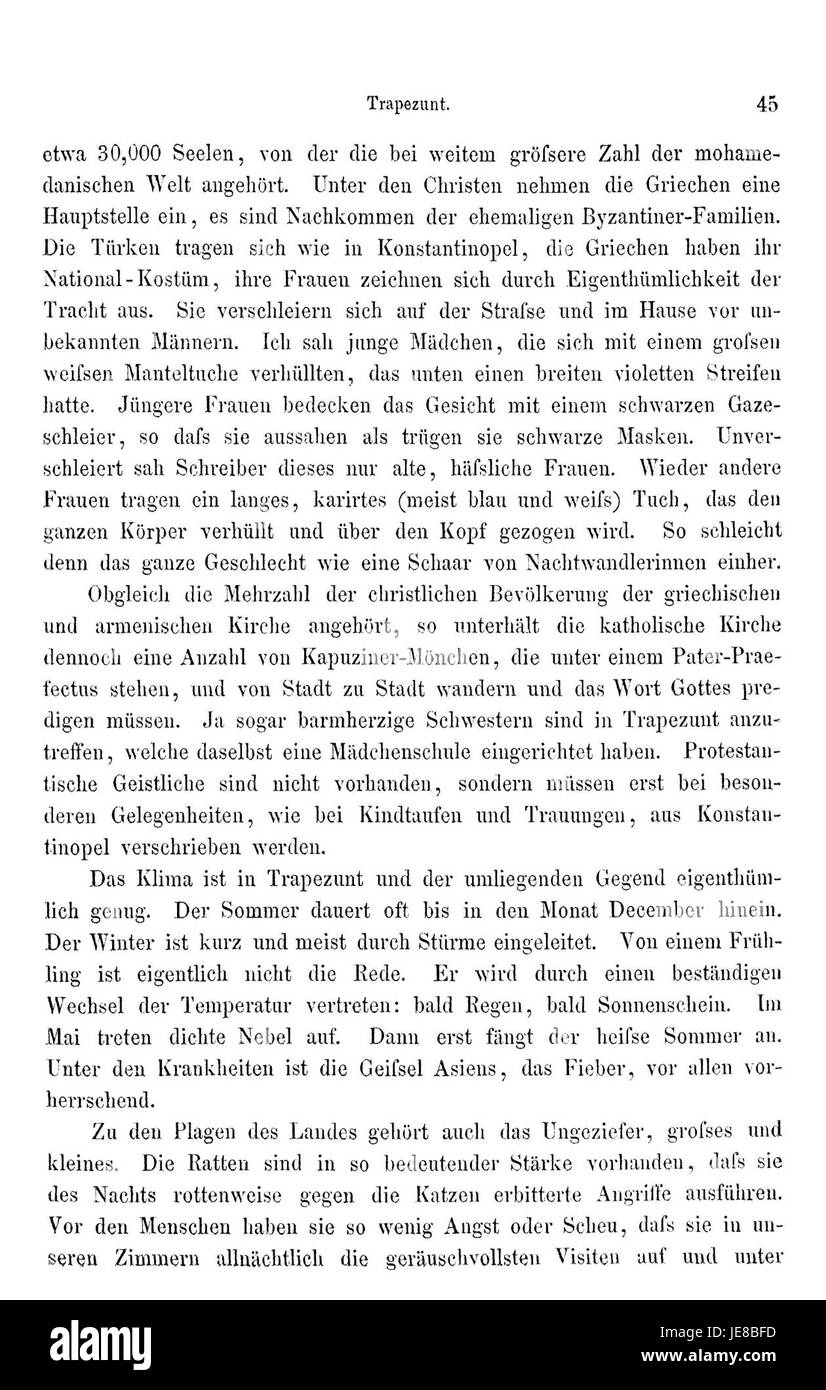 "Reise nach Persien" di Heinrich Brugsch è un resoconto di viaggio che descrive il suo viaggio in Persia nel XIX secolo. Il volume 1, pagina 61, copre aspetti della cultura persiana, della geografia e delle osservazioni dell'autore durante i suoi viaggi. Foto Stock