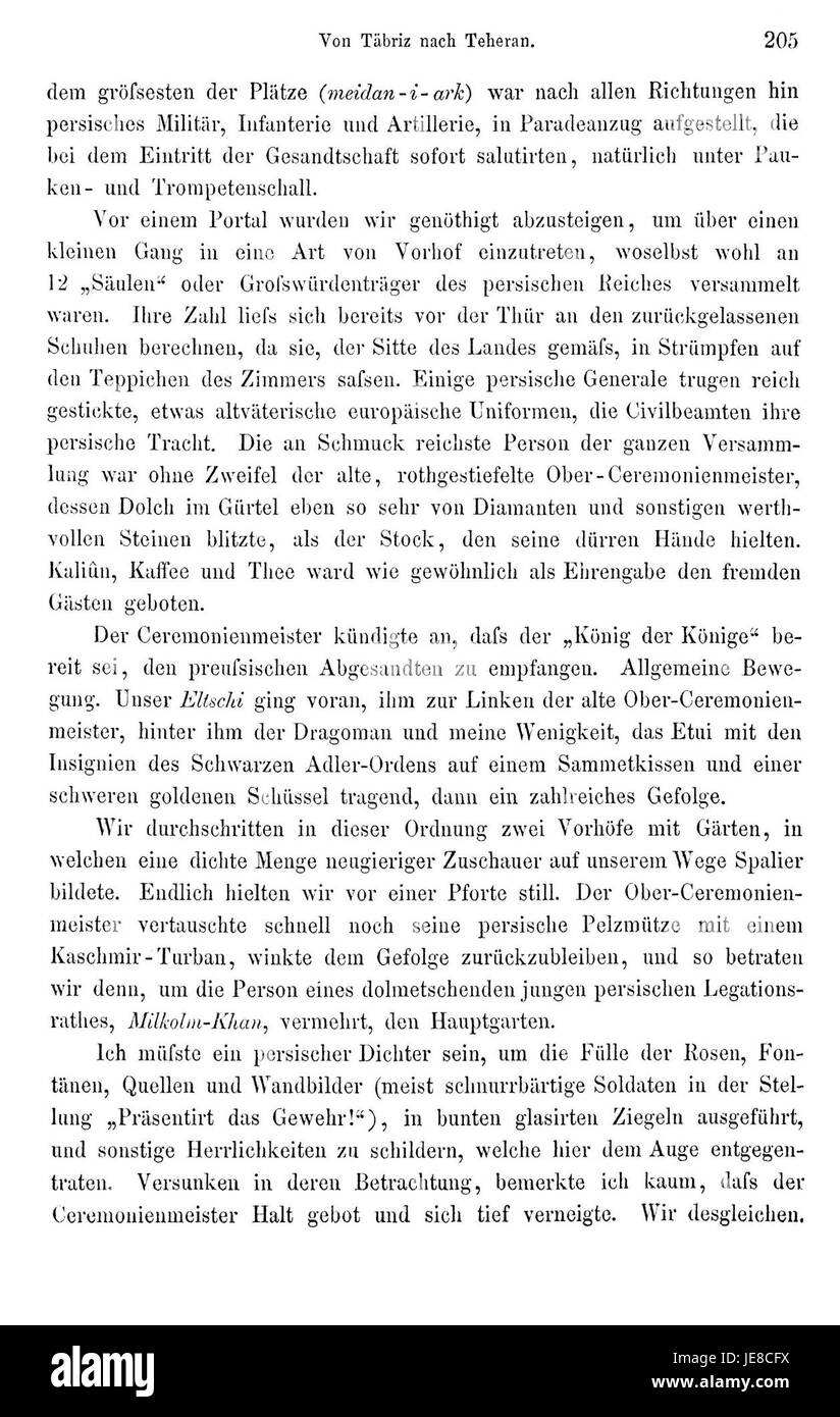"Reise nach Persien" di Brugsch è una rappresentazione storica della Persia, che illustra gli aspetti culturali della regione. L'immagine riflette il viaggio intrapreso, raffigurando paesaggi e caratteristiche chiave della società persiana durante i viaggi dell'artista. Foto Stock
