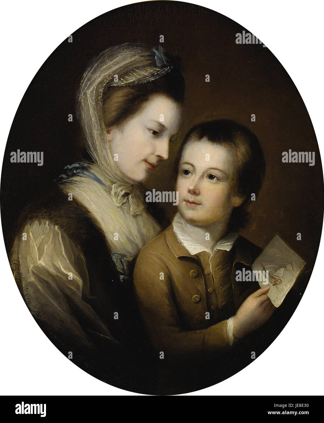 Questo ritratto, attribuito a Thomas Gainsborough, mostra Elizabeth Honywood e suo figlio Philip. È un classico esempio di ritrattistica britannica del XVIII secolo, che mette in evidenza l'abilità di Gainsborough nel catturare la personalità e la profondità emotiva del soggetto. Foto Stock