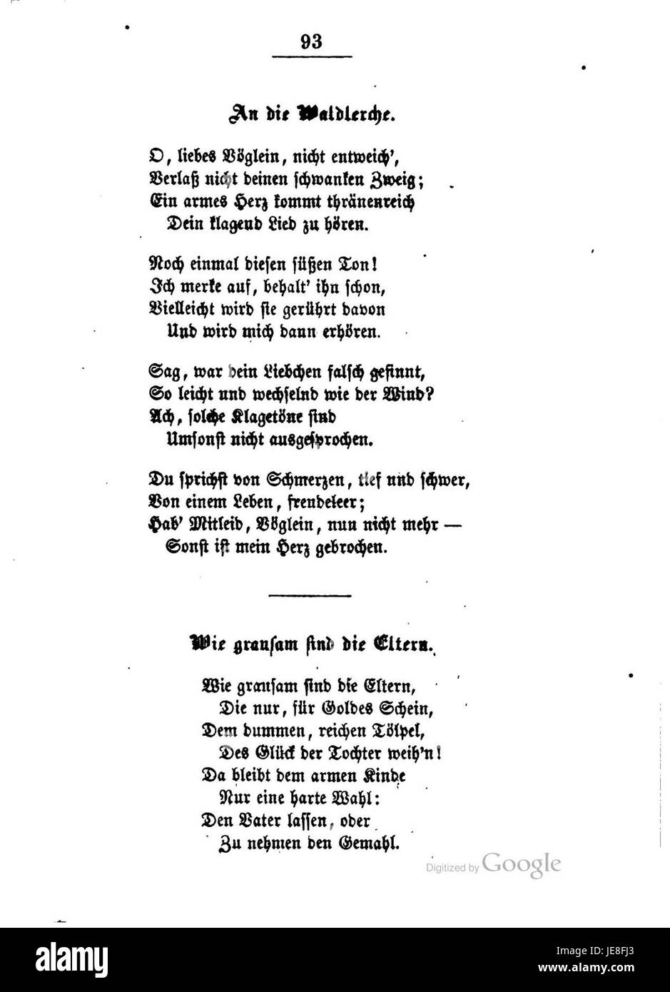 "Burns Lieder und Balladen 093" è una raccolta di canzoni e ballate di Robert Burns, un rinomato poeta scozzese. Il pezzo evidenzia il contributo di Burns alla letteratura scozzese e la sua influenza sulla musica e sulla poesia, riflettendo la sua capacità di combinare narrazione e melodia. Foto Stock
