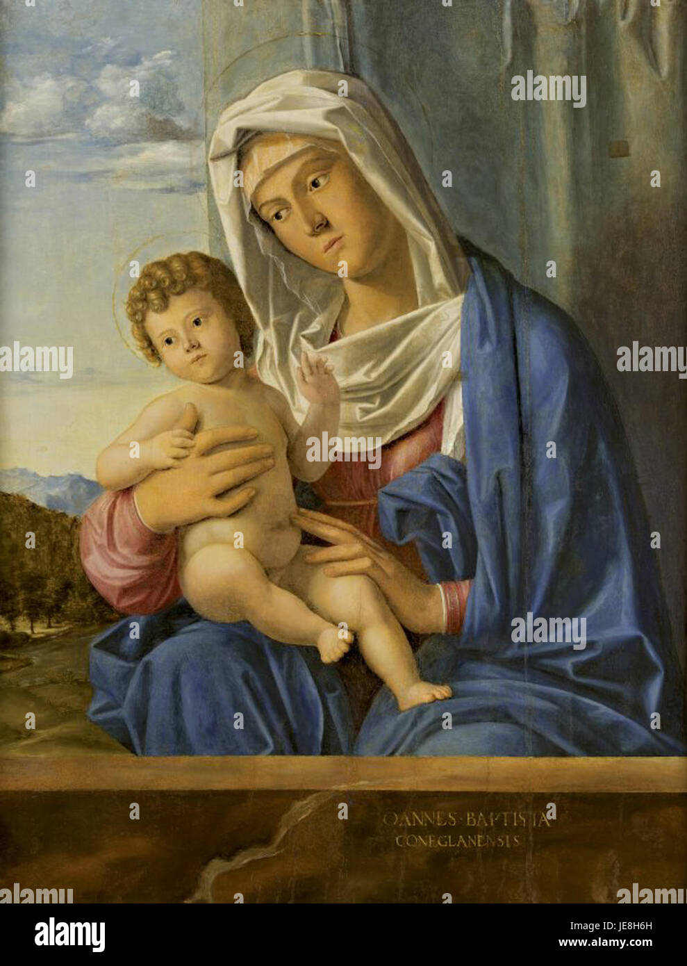 La Madonna col bambino di cima da Conegliano è un dipinto ad olio su tavola, di 75 x 53,2 cm, raffigurante la Madonna col bambino, un tema religioso comune nell'arte rinascimentale. Foto Stock La Madonna col bambino di cima da Conegliano è un dipinto ad olio su tavola, di 75 x 53,2 cm, raffigurante la Madonna col bambino, un tema religioso comune nell'arte rinascimentale. Foto Stock