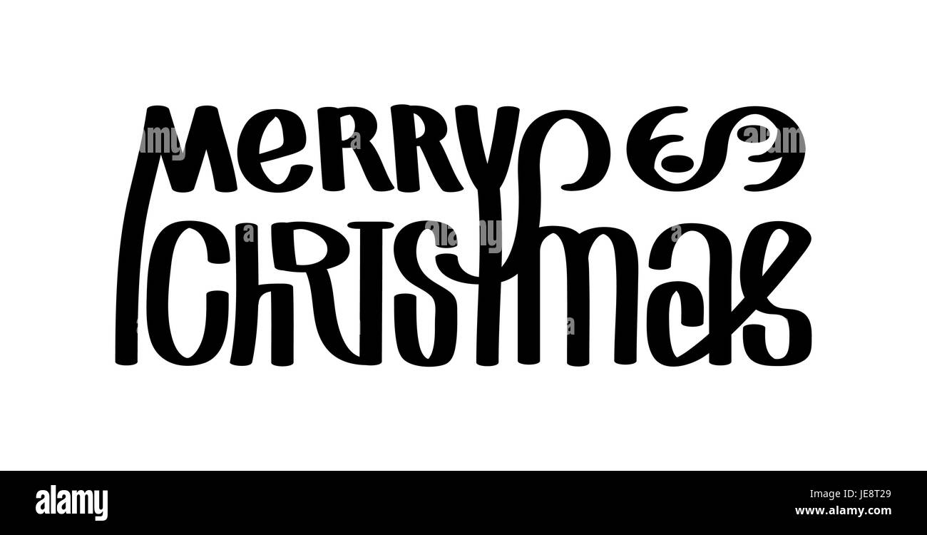 Auguri di Buon Natale. Calligraphy clip-art illustrazione. Adatto per un poster o un banner web. Isolato su bianco Foto Stock