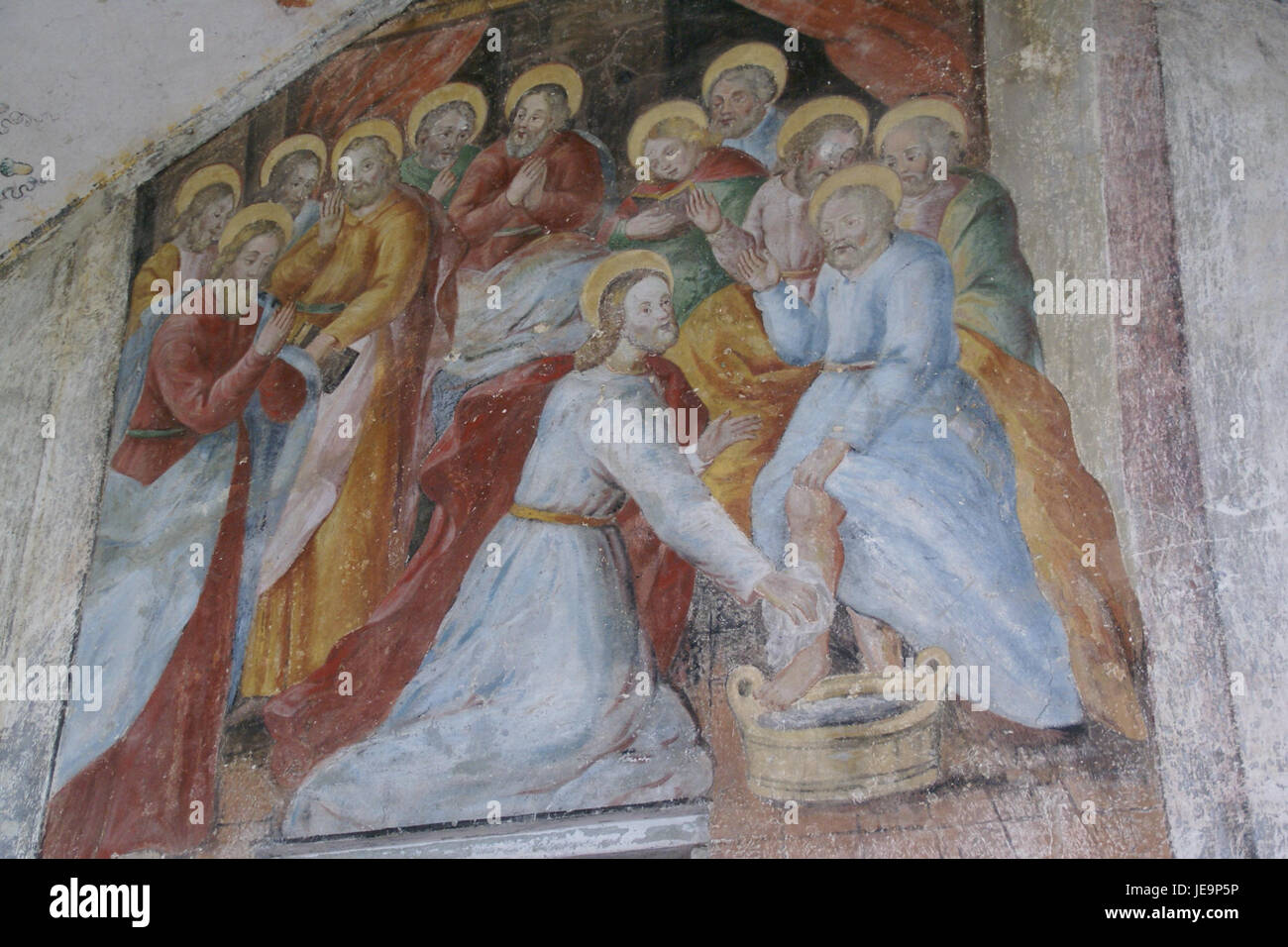 Affresco 2014.07.19.183556 Gesù lavando i piedi chiostro Kloster Heiligkreuztal Foto Stock