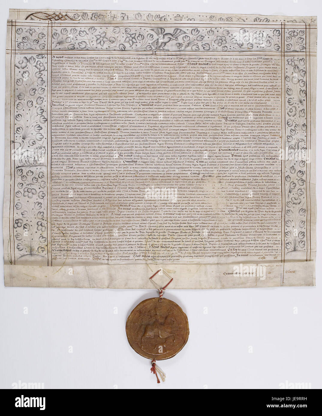 Contrat de mariage de Charles Ier et de Henriette Marie de France 1 - Archives Nationales - AE-III-228 Foto Stock