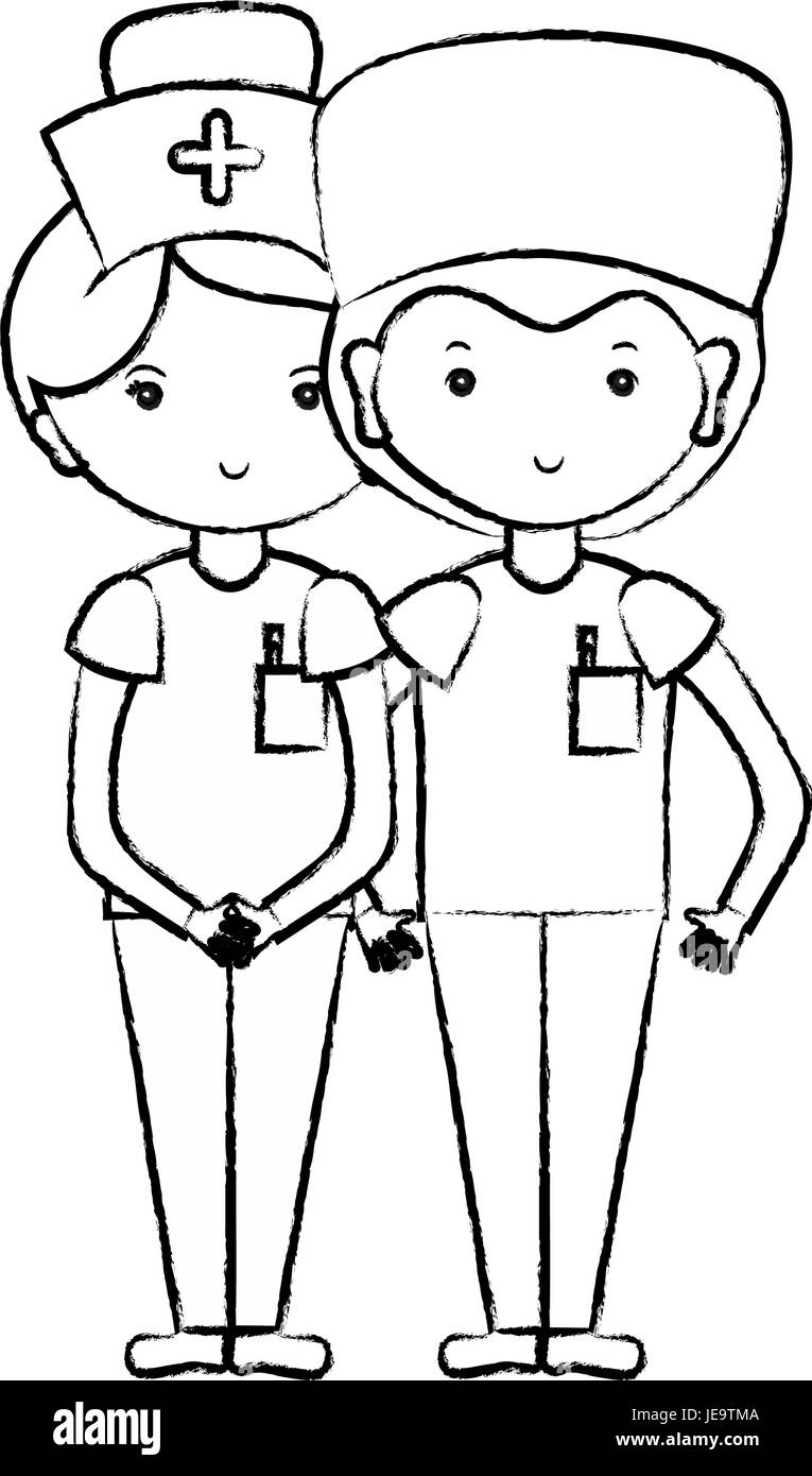 La figura medico e infermiere per aiutare le persone Illustrazione Vettoriale