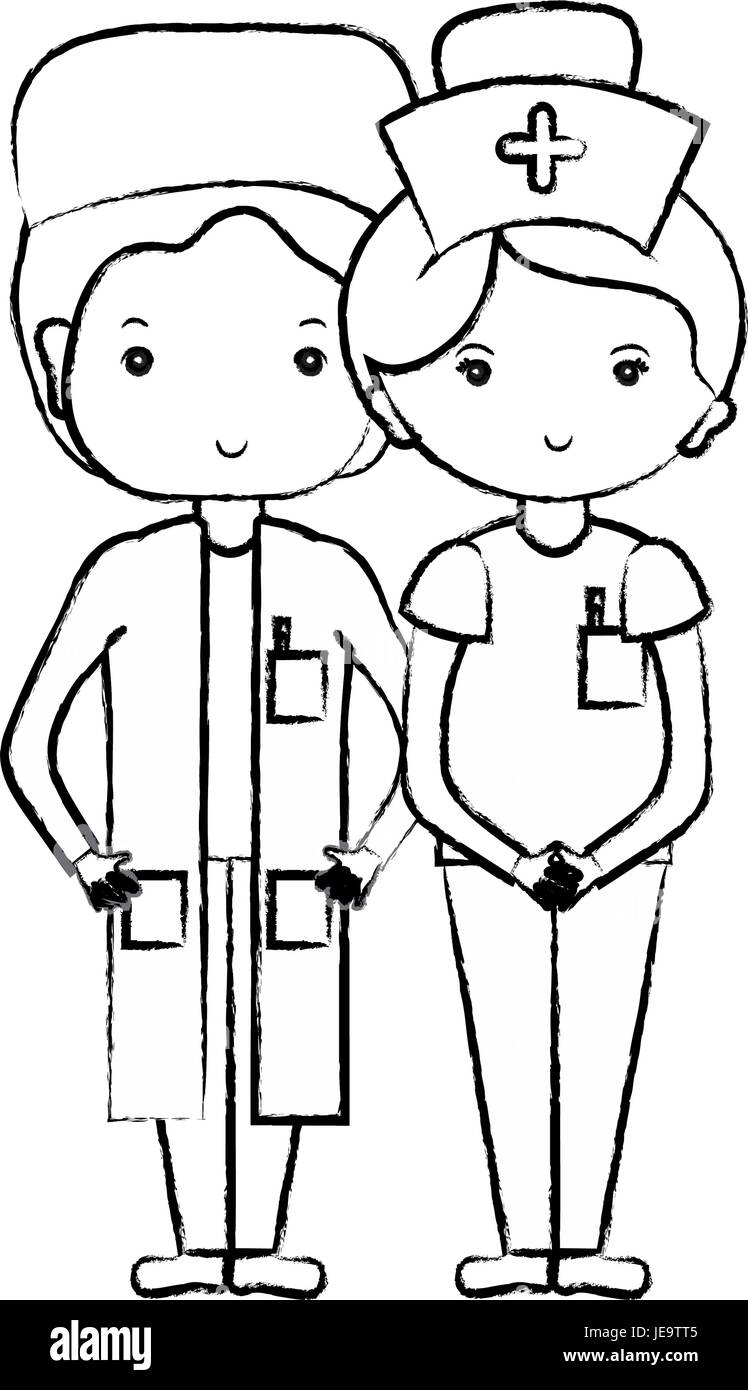 La figura medico e infermiere per aiutare le persone Illustrazione Vettoriale