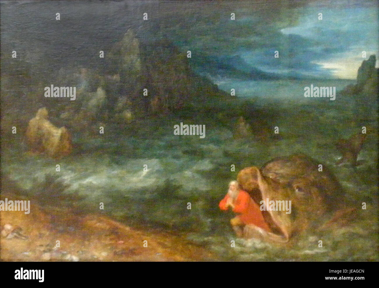 Jan Brueghel il Elder-Jonas entsteigt dem des Rachen Walfisches-komplett Foto Stock