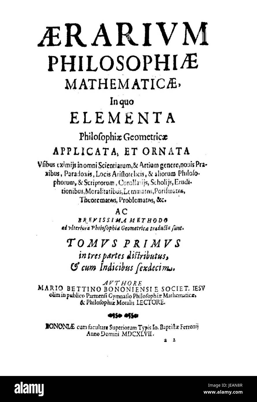 Bettini - Aerarium philosophiae mathematicae, 1647 - 825639 Foto Stock