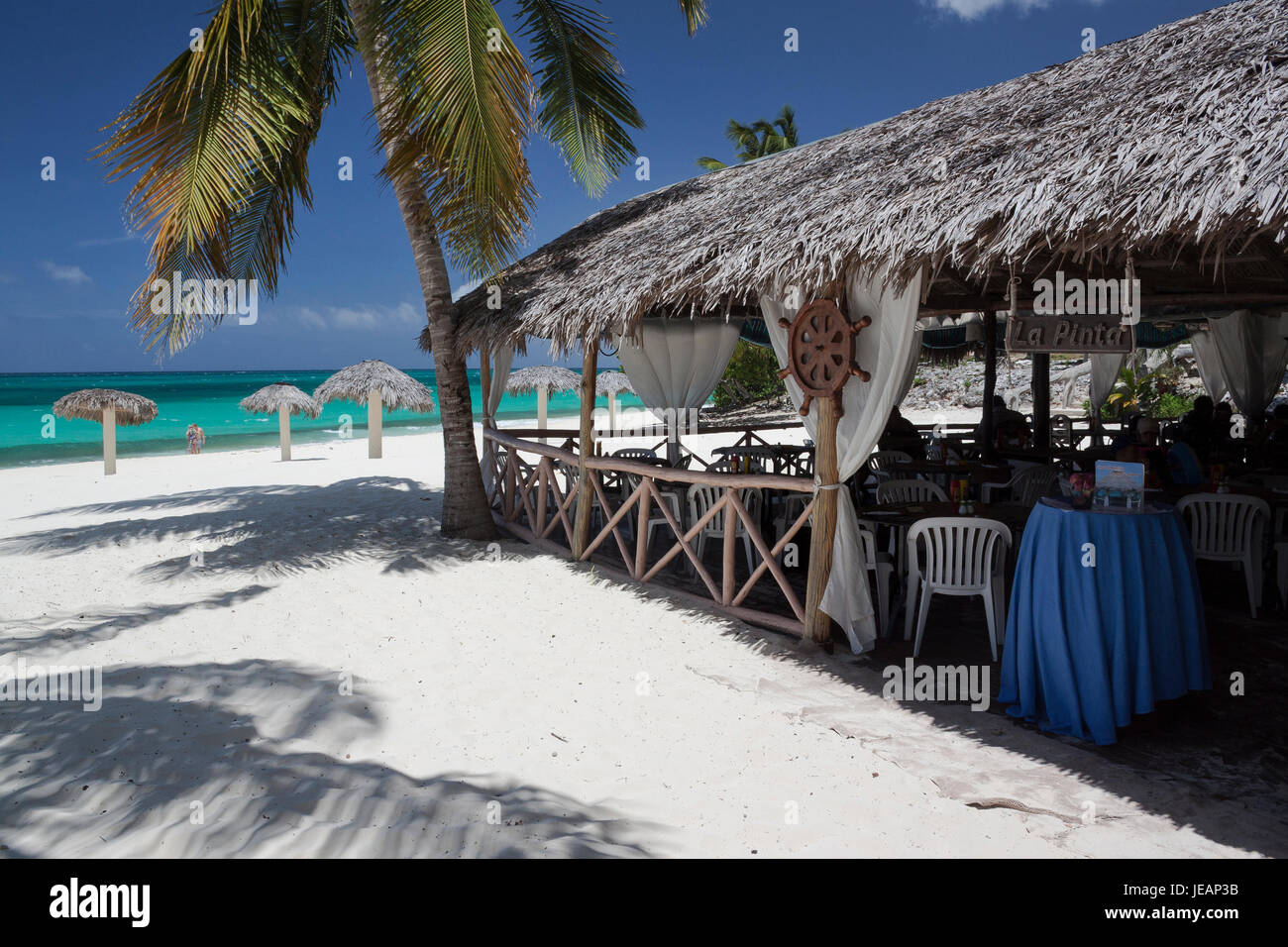 La Pinta ristorante sulla spiaggia, Cuba Foto Stock