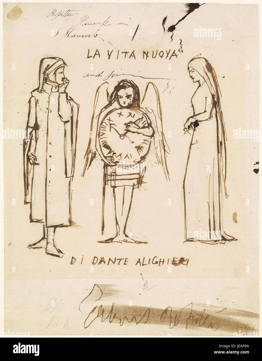 Dante Gabriel Rossetti Il saluto di Beatrice Schizzo composizionale di Dante e Beatrice e Dante Gabriel Rossetti Il saluto di Beatrice Schizzo composizionale di Dante e Beatrice e