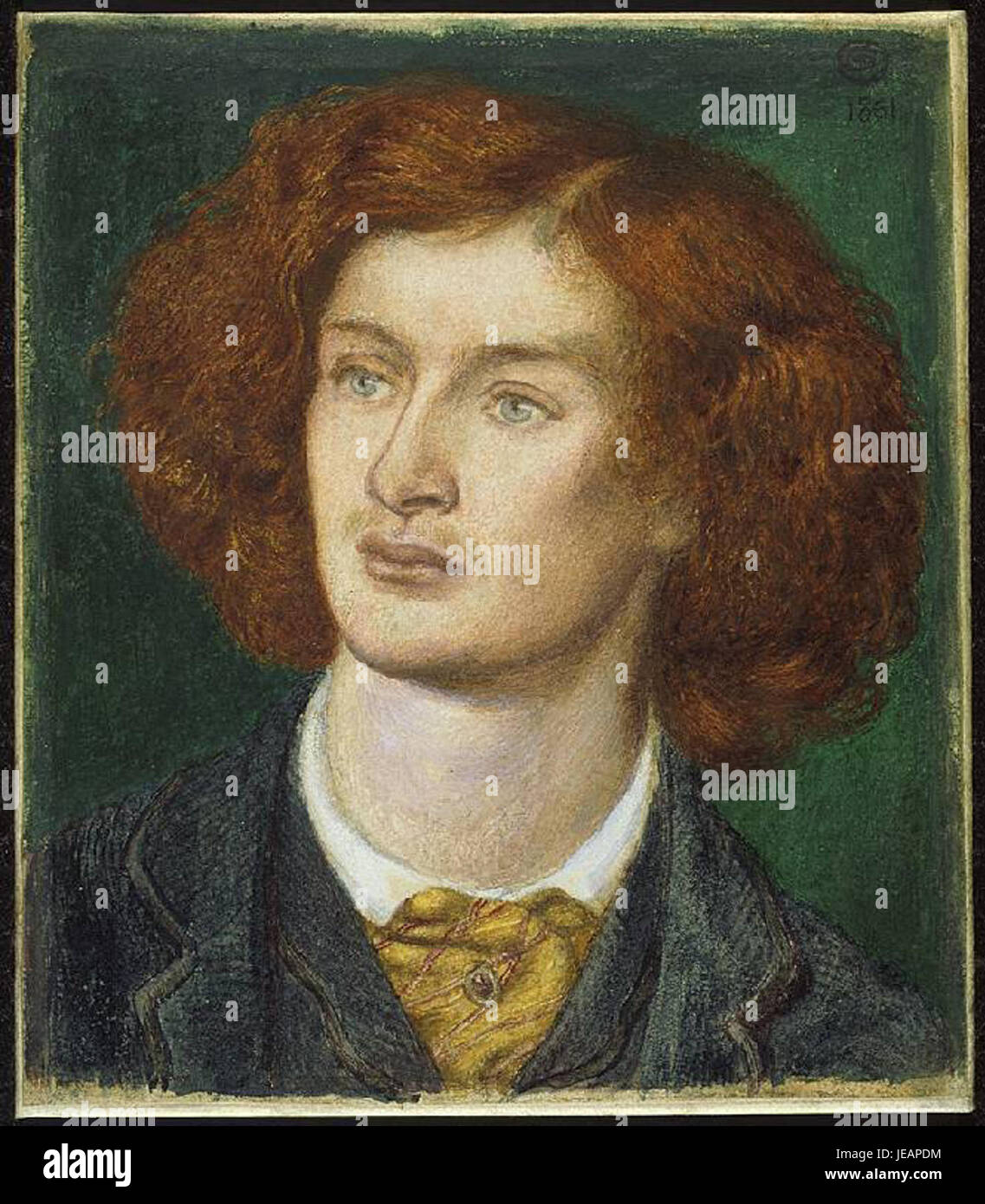 Il ritratto di Dante Gabriel Rossetti di Algernon Charles Swinburne cattura l'essenza del poeta e drammaturgo. Il dipinto riflette lo stretto rapporto di Rossetti con Swinburne, una figura di spicco nella letteratura vittoriana e nel movimento preraffaellita. Foto Stock