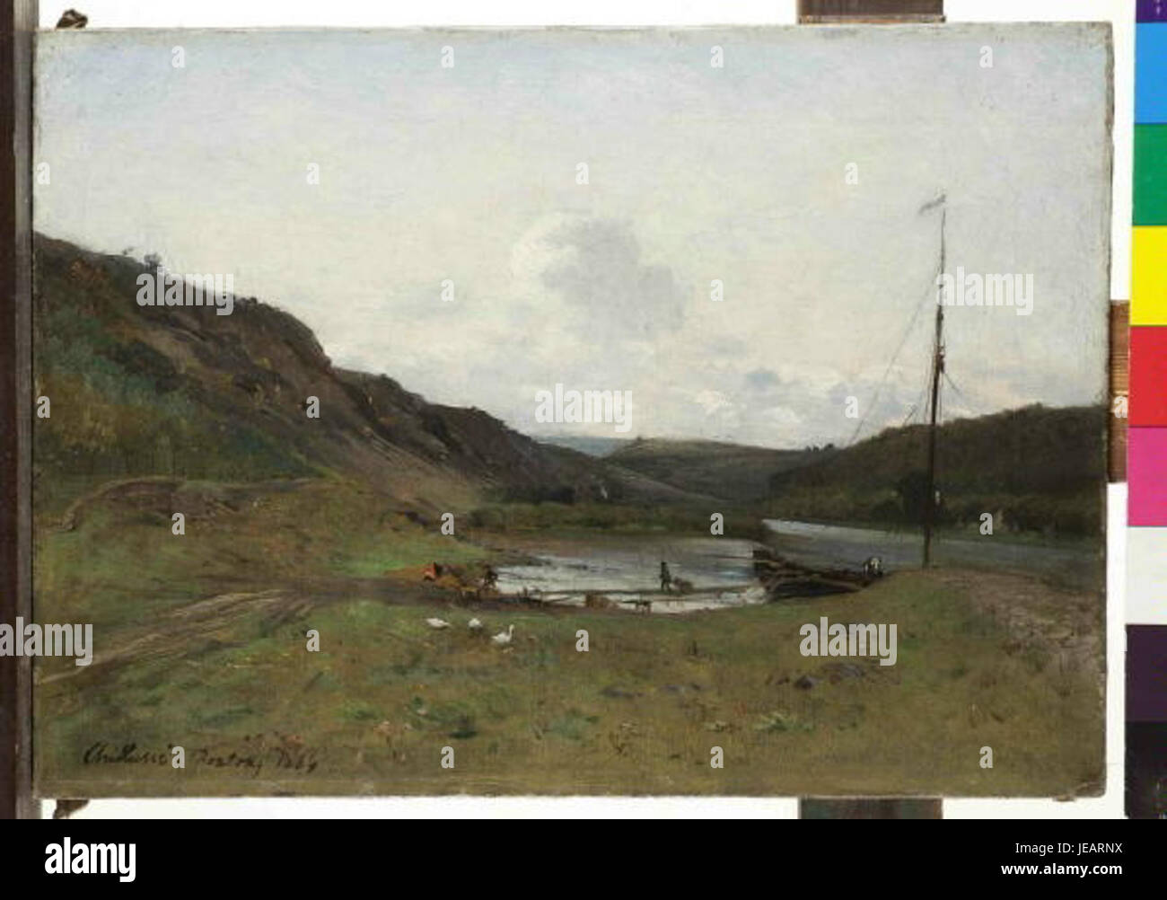 Antonín Chittussi era un pittore ceco noto per i suoi dipinti di paesaggio. Questo lavoro raffigura la valle del fiume Moldava vicino a Roztok, mostrando la campagna ceca. Foto Stock