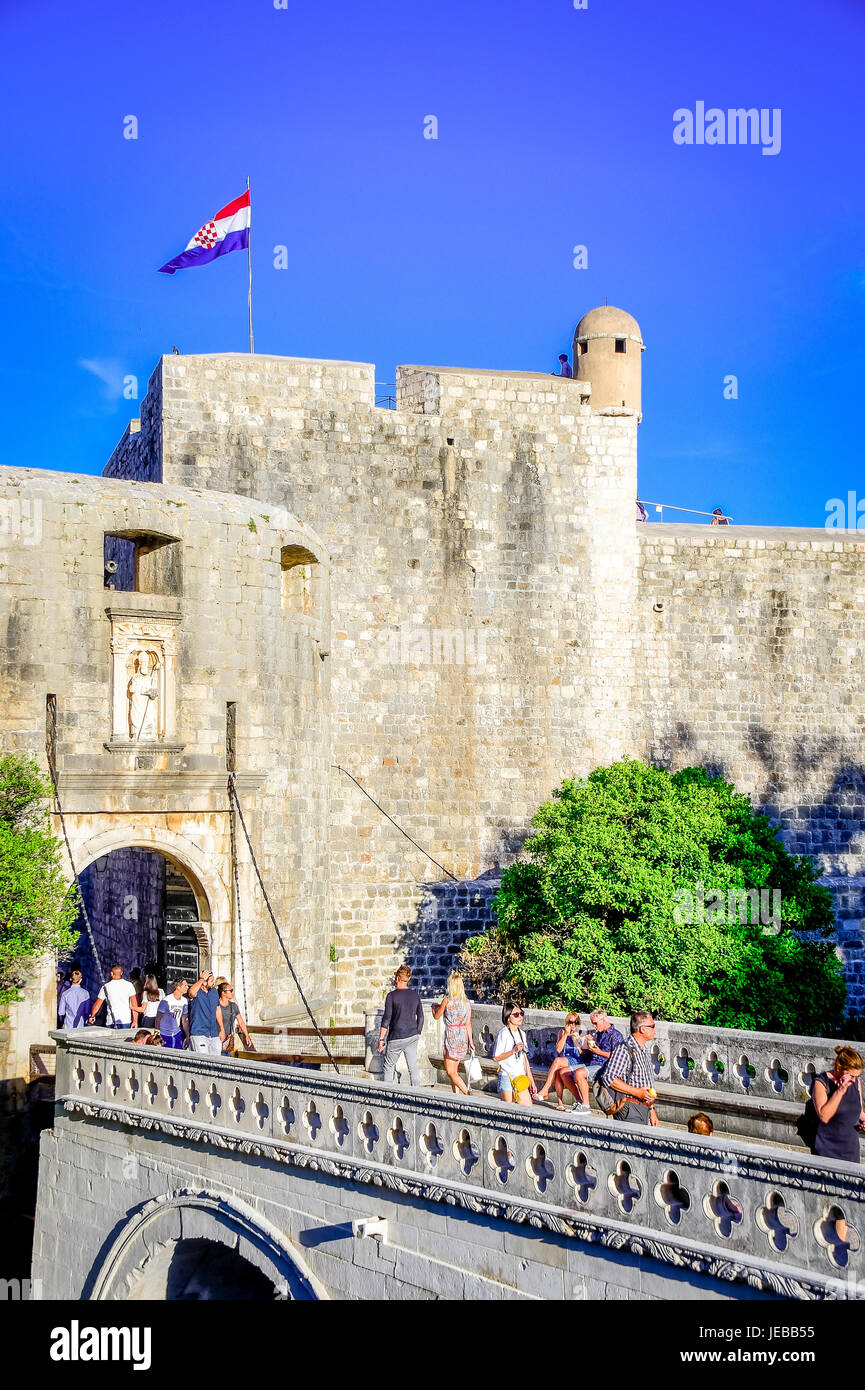 La parete della Città Vecchia di Dubrovnik Foto Stock