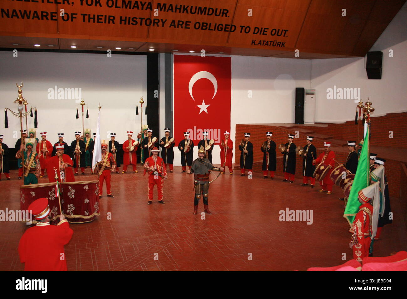 Militare ottomano Mehter Band durante il concerto al Harbiye museo militare Foto Stock