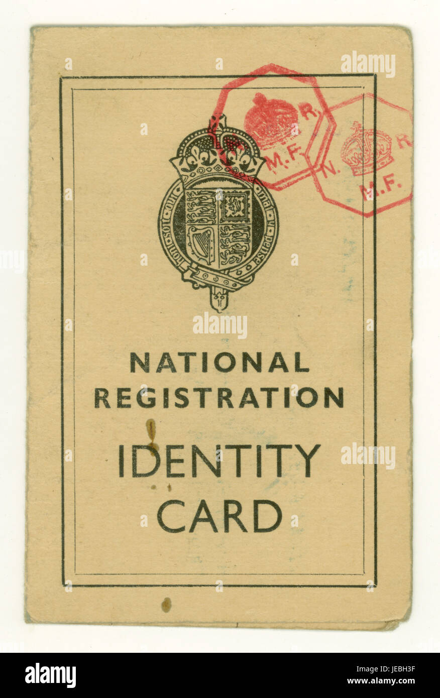 Registrazione nazionale Carta di Identità da Wold War 2 (WW11) per un bambino, datata 22 maggio 1940, REGNO UNITO Foto Stock