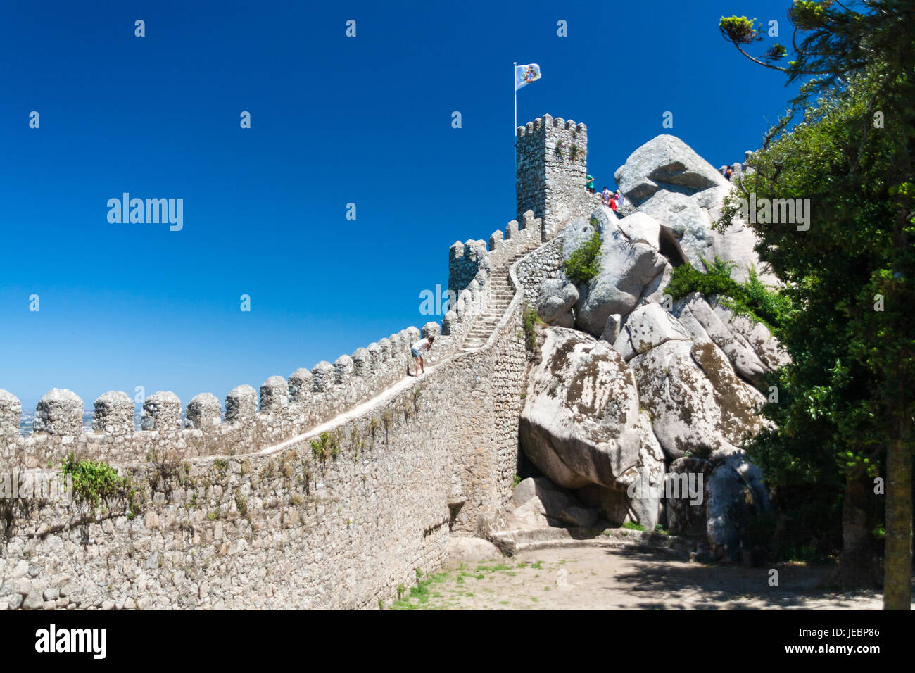 Castelo dos Mouros collina del castello medievale in Sintra Foto Stock