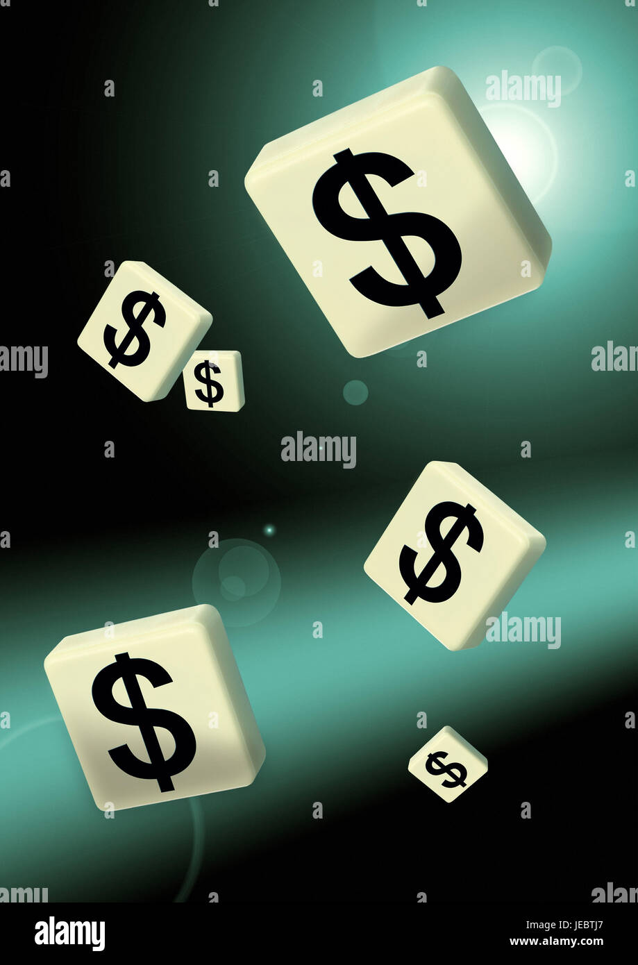 Segni di dollaro su pezzi di gioco, Foto Stock