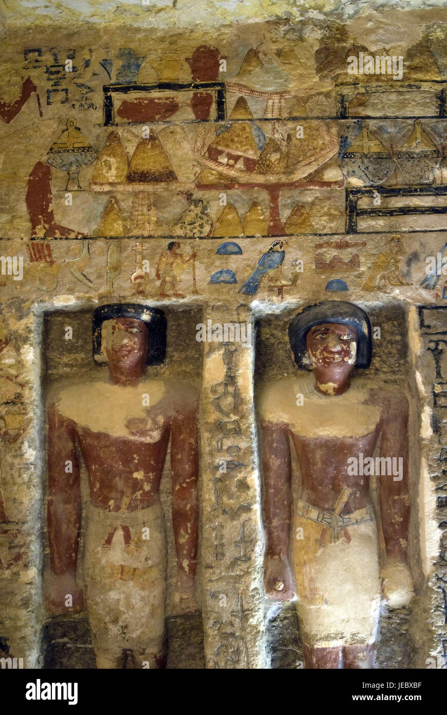 Africa, Egitto, Necropoli di Sakkara, Mastaba d'Iroukaptah, tomba, pittura murale, medium close-up, Foto Stock