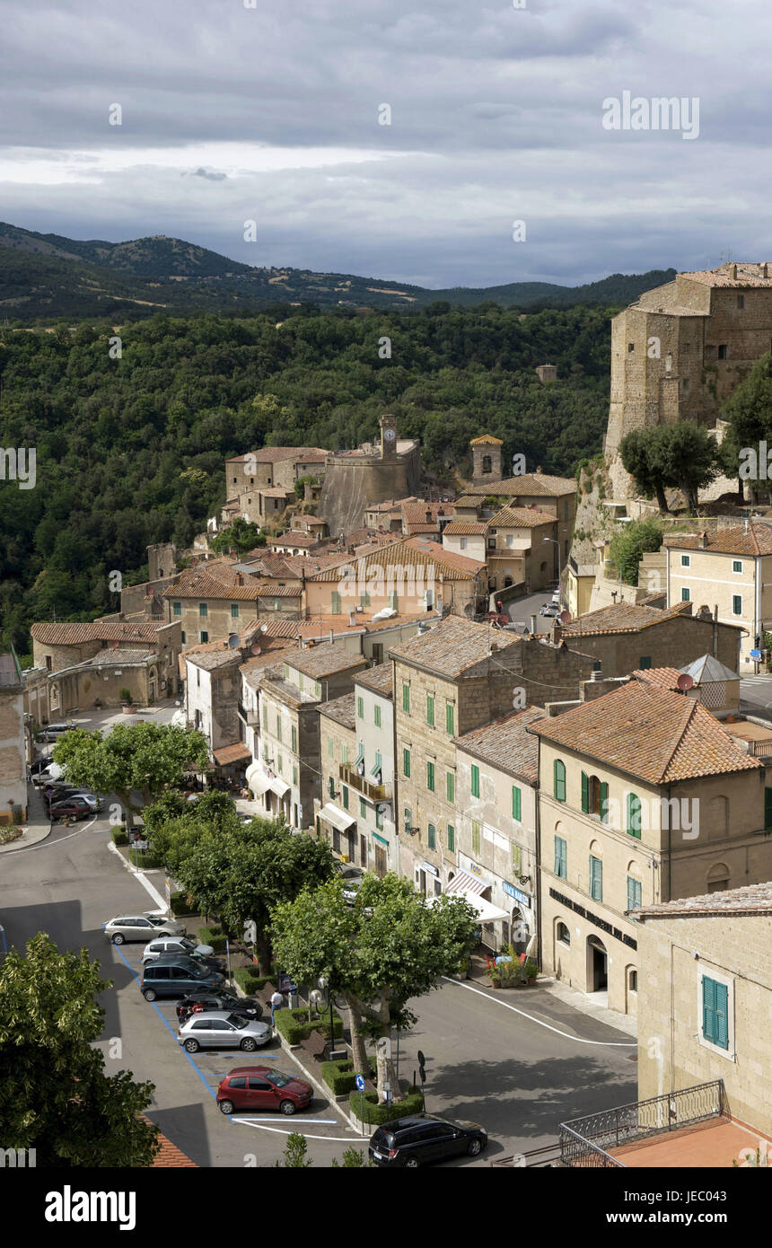 L'Italia, Toscana, Maremma, Sorano, vista città, Foto Stock