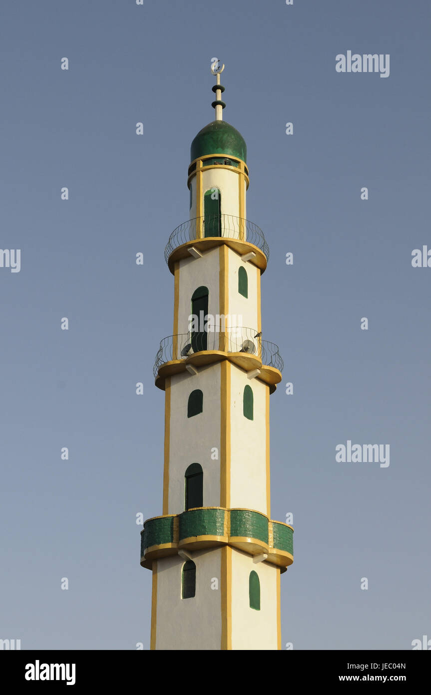 Minareto della moschea,, Gopa, montagne di balle, sud Etiopia, Foto Stock