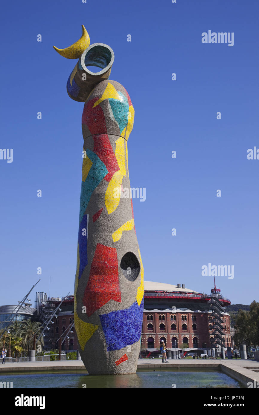 Spagna, Barcellona, Parc de Joan Miró, scultura Dona i ocell, donna e Vogel, nel 1982, Joan Miro, Foto Stock