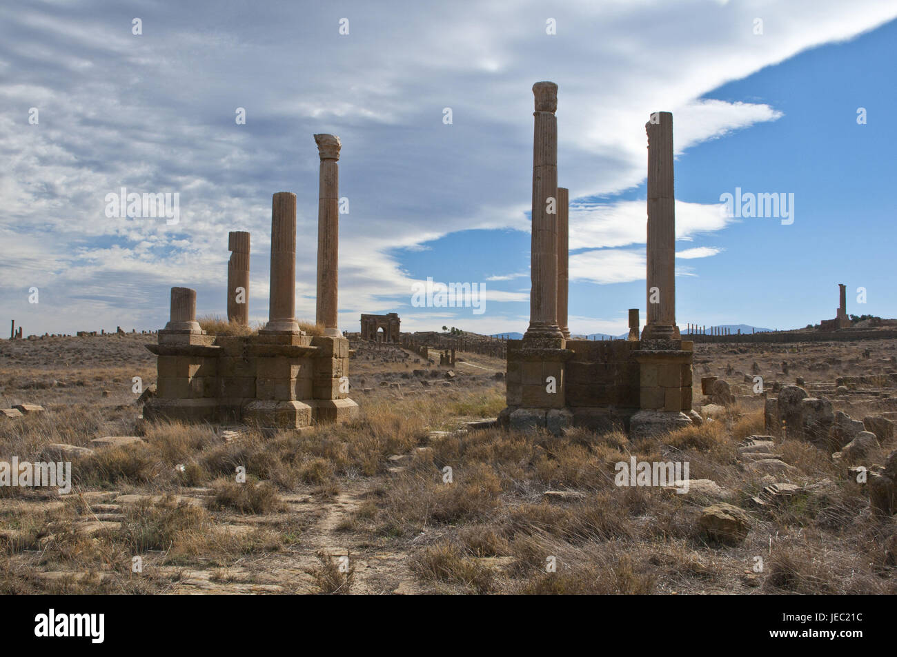 UNESCO-patrimonio culturale mondiale, le rovine Romane di Timgad, Algeria, Africa Foto Stock