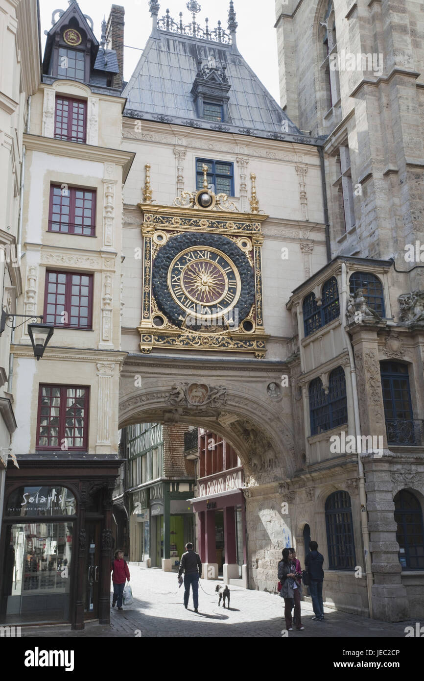 Francia, Normandia, Rouen, Le gross Horloge, il grande orologio, Foto Stock