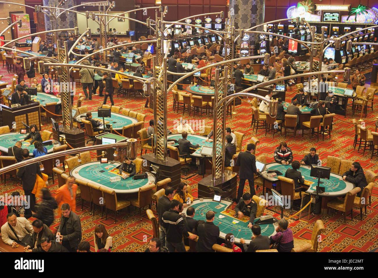 Cina, Macao Grand Lisboa hotel e casino, all'interno, tavoli da gioco, Foto Stock