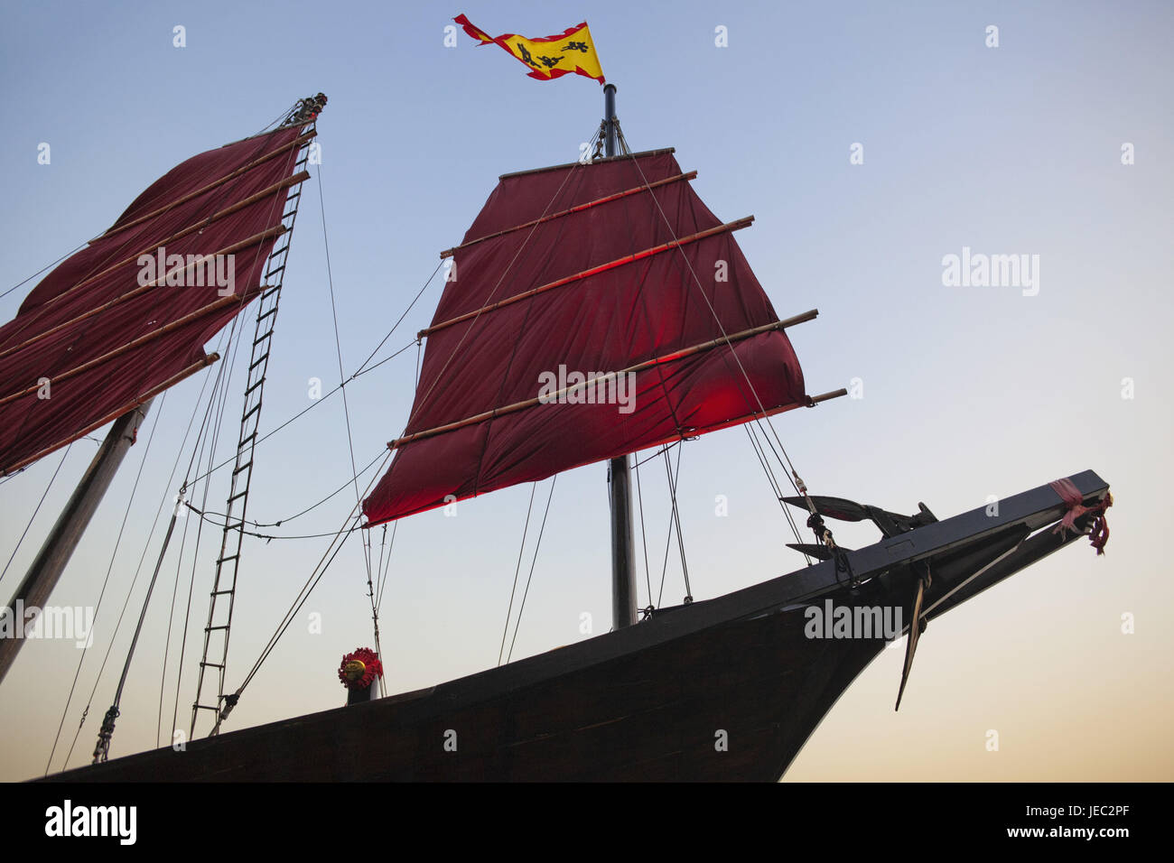 Cina, Hong Kong Kowloon e Victoria Harbour, barche a vela, Foto Stock