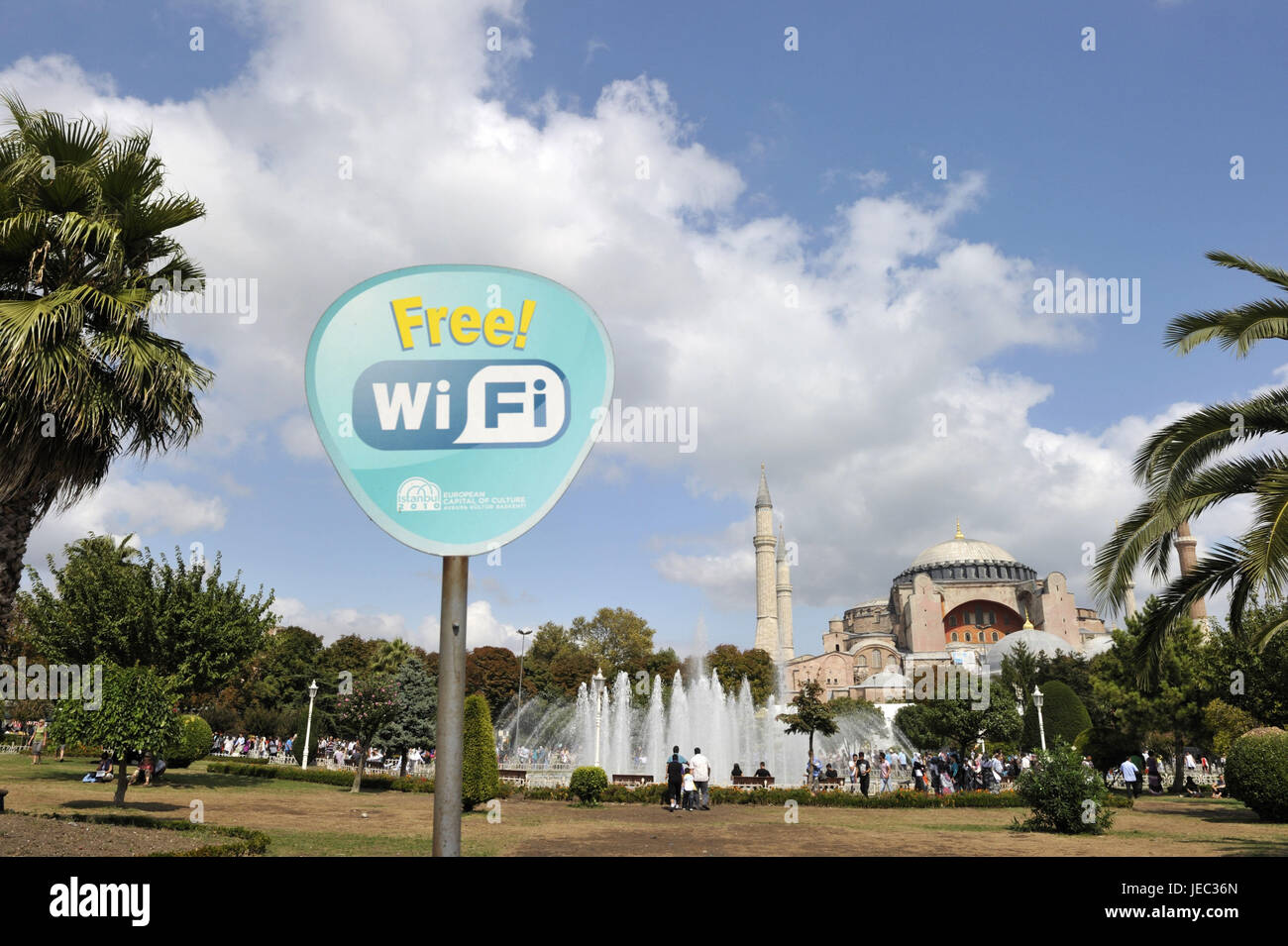 Turchia, Istanbul, parte della città di Sultanahmet, Hagia Sophia e Basilica, firmare in primo piano Foto Stock