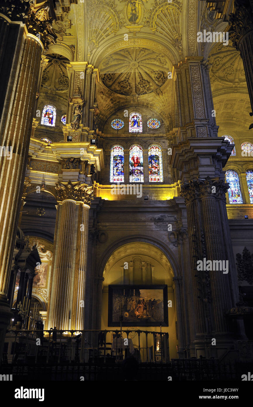 Spagna, Malaga, vista interna della cattedrale, Foto Stock