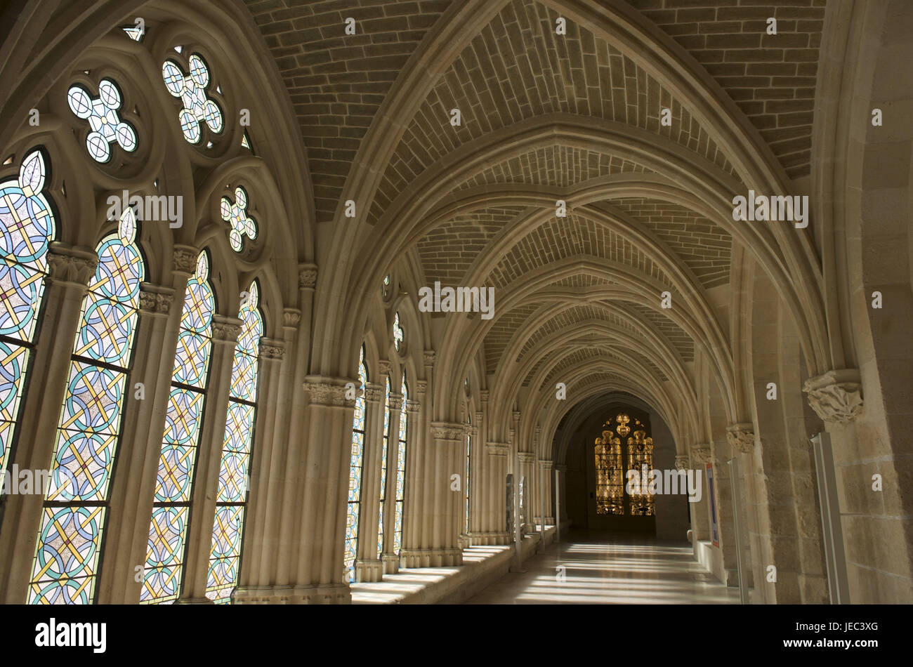 Spagna, Castiglia e Leon, Burgos, la cattedrale, il chiostro, la pittura del vetro, Foto Stock