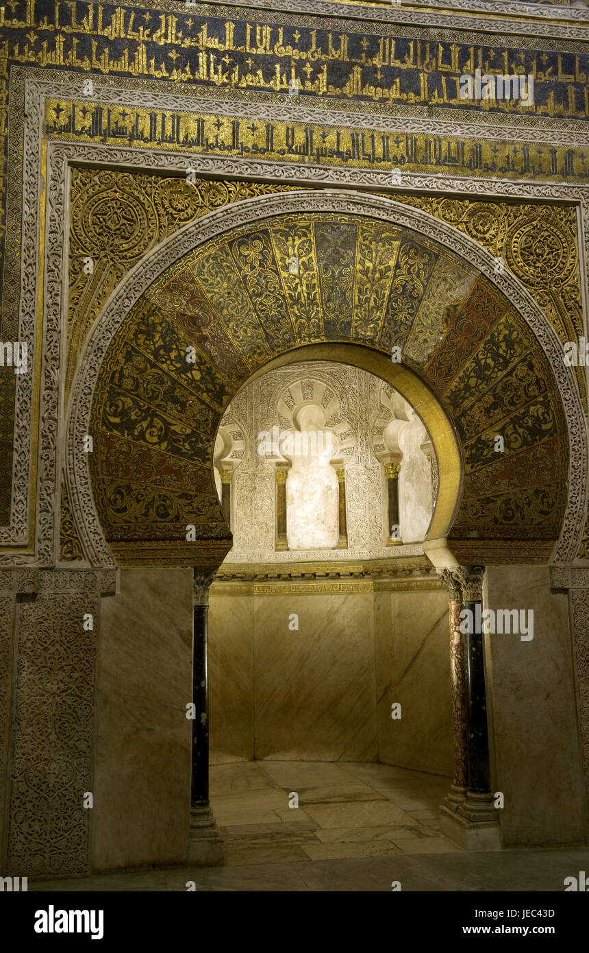 Spagna, Andalusia, Cordoba, la Mezquita, interior design, prua a ferro di cavallo, Foto Stock