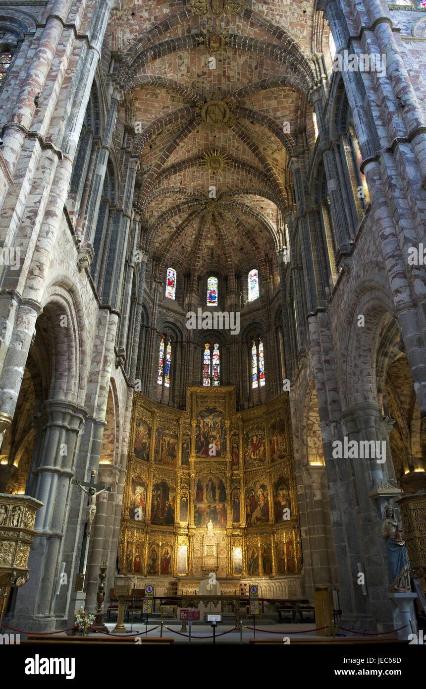 Spagna, Castiglia e Leon, Avila, cattedrale, interior design, nave principale, Foto Stock