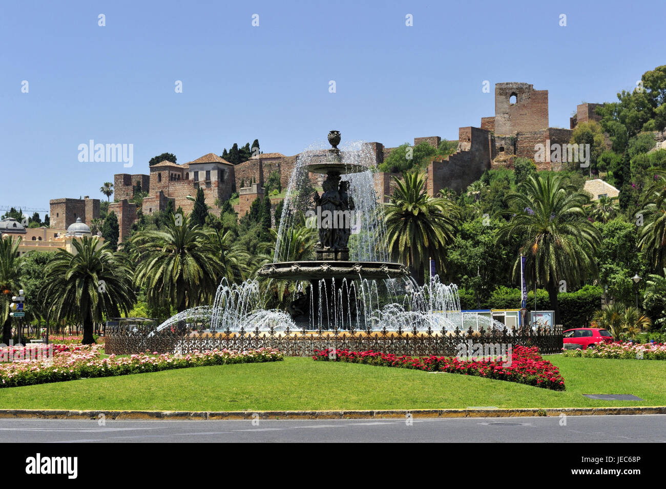 Spagna, Malaga, Alcazaba e Plaza del General Torrijos, Foto Stock