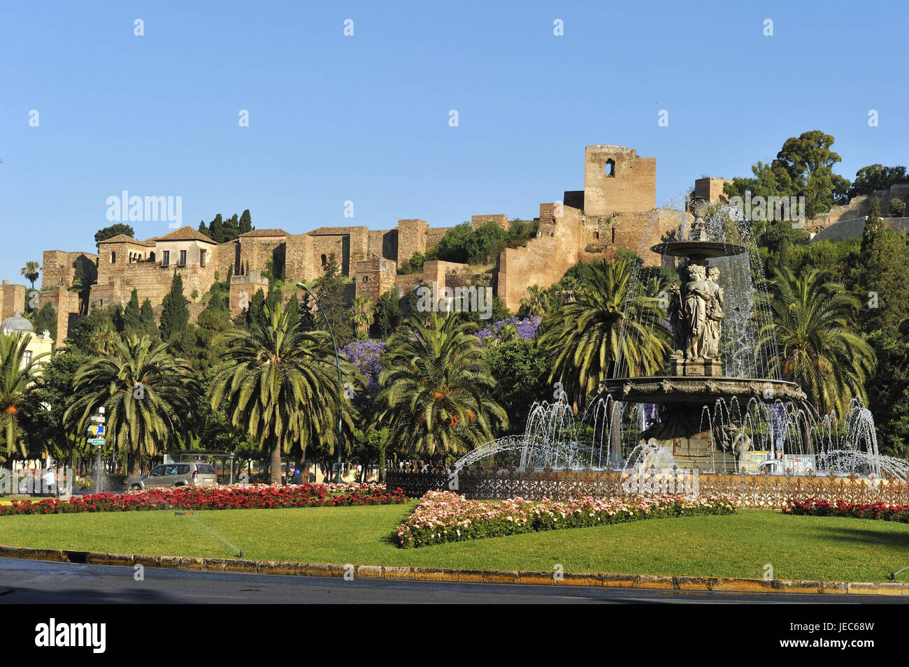 Spagna, Malaga, Alcazaba e Plaza del General Torrijos, Foto Stock