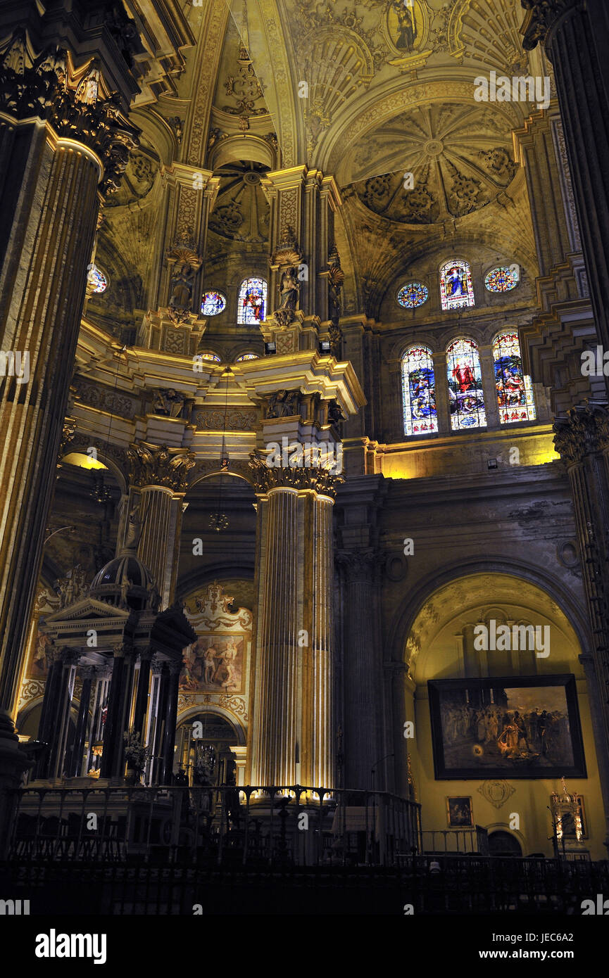 Spagna, Malaga, vista interna della cattedrale, Foto Stock