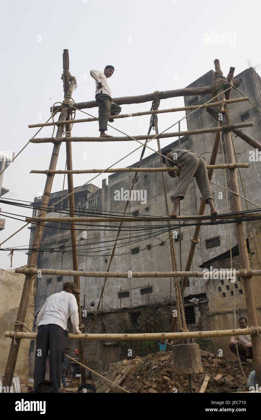 Impalcatura di bambù, Dhaka, Bangladesh, Asia Foto Stock