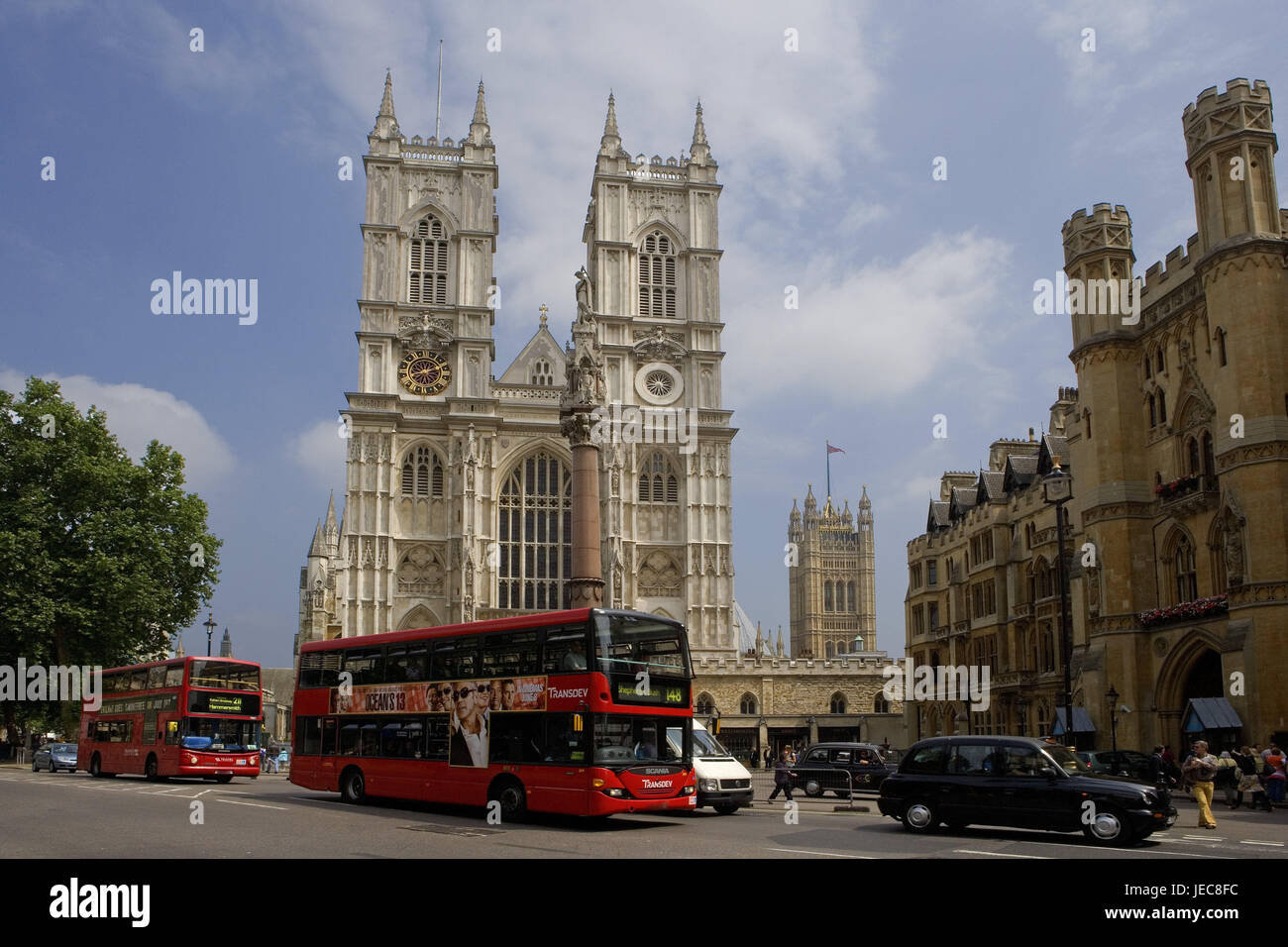 Gran Bretagna, Inghilterra, London, Westminster Abbey Street scene, capitale, città, nella chiesa cattedrale, struttura, incoronazione chiesa, architettura, architettura gotico-UNESCO del patrimonio culturale mondiale, destinazione, turismo, street, traffico traffico cittadino, Foto Stock