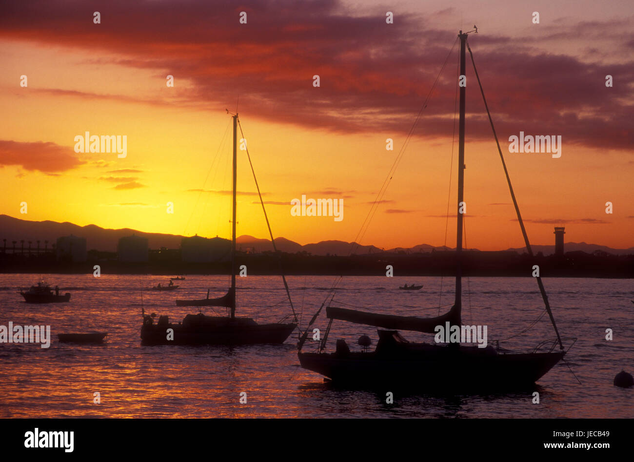 Barca a vela sunrise, Shelter Island, San Diego, California Foto Stock